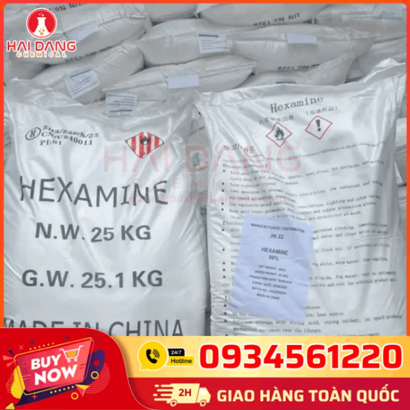 Hexamine C₆H₁₂N₄ 99% Trung Quốc 25kg/bao