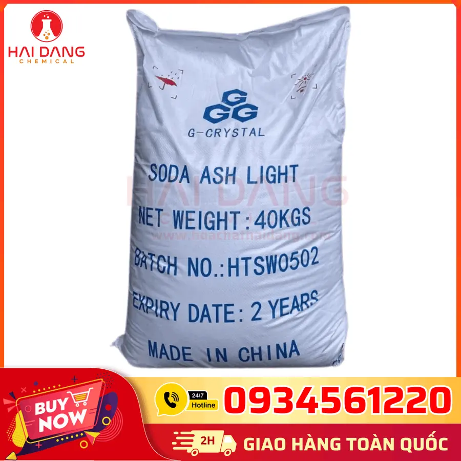 Soda Ash Light 3G 99% Na2CO3 Trung Quốc 40kg/bao