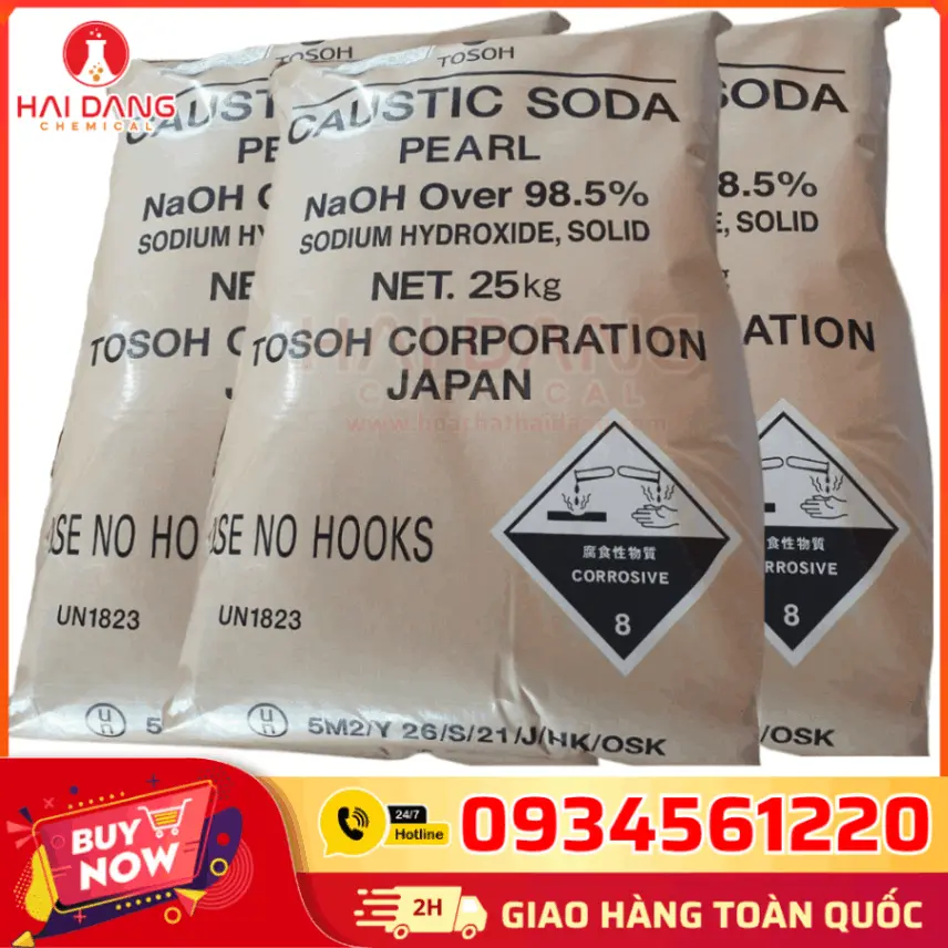 Sodium Hydroxide NaOH 99% Nhật Bản 25kg/bao