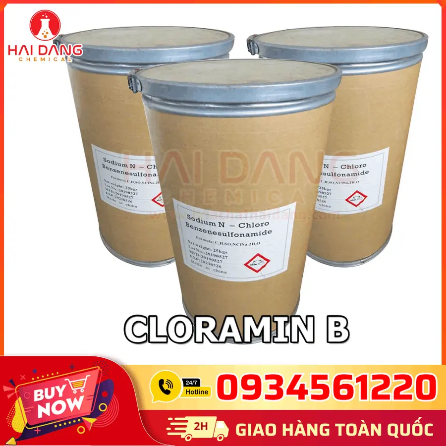 Cloramin B – C₆H₅SO₂NClNa·3H₂O – 25kg – Hóa Chất Khử Trùng, Diệt Khuẩn Nước Ao Nuôi