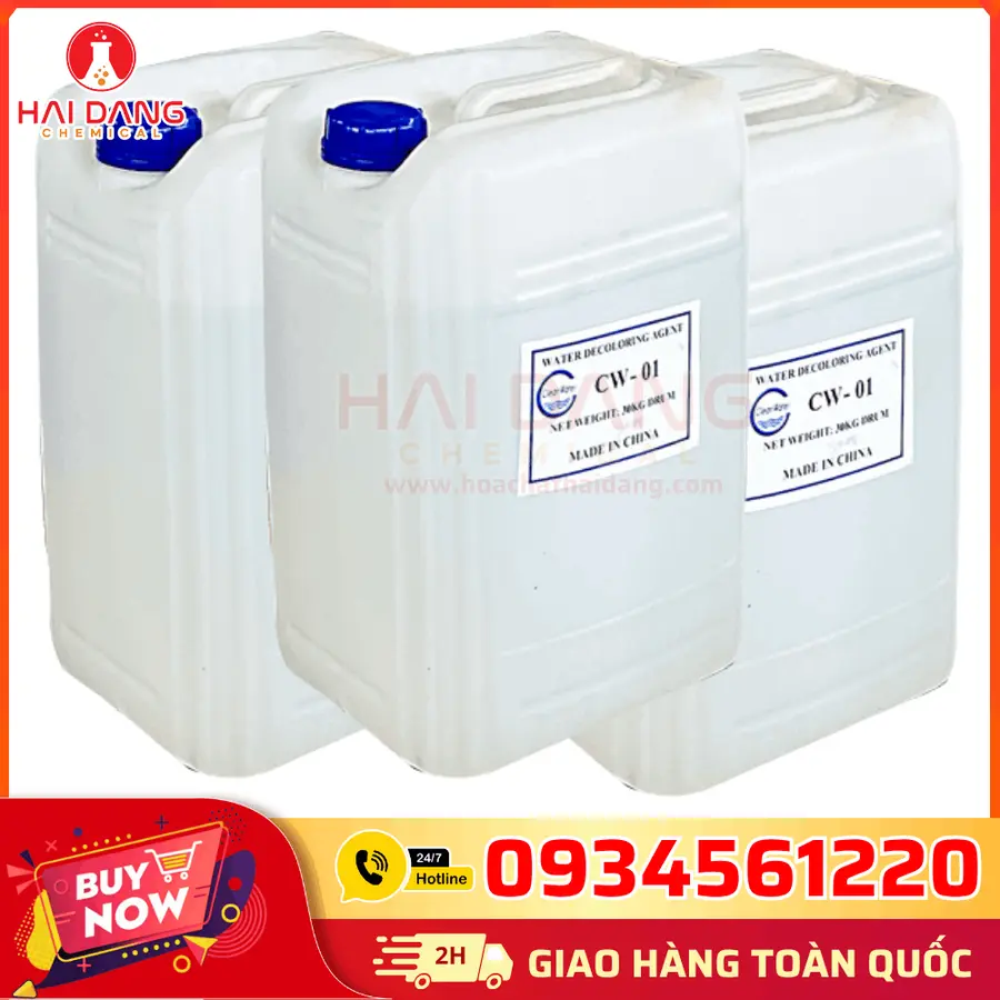 Hóa Chất Khử Màu (CW-01) | Polymer Cation | ≥50% | Trung Quốc | 25kg/can
