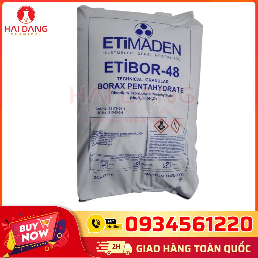 Hàn The Na2B4O7.5H2O Thổ Nhĩ Kỳ 25kg/bao