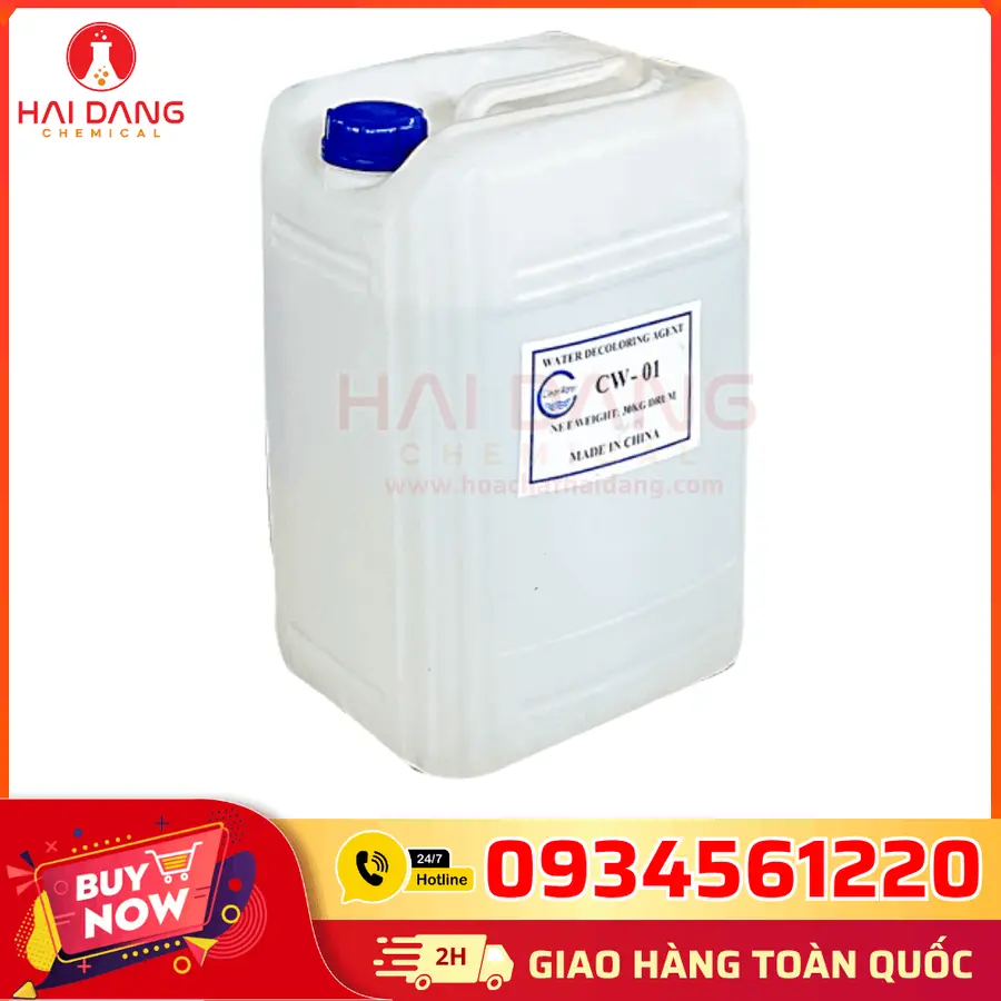 Hóa Chất Khử Màu (CW-01) | Polymer Cation | ≥50% | Trung Quốc | 25kg/can