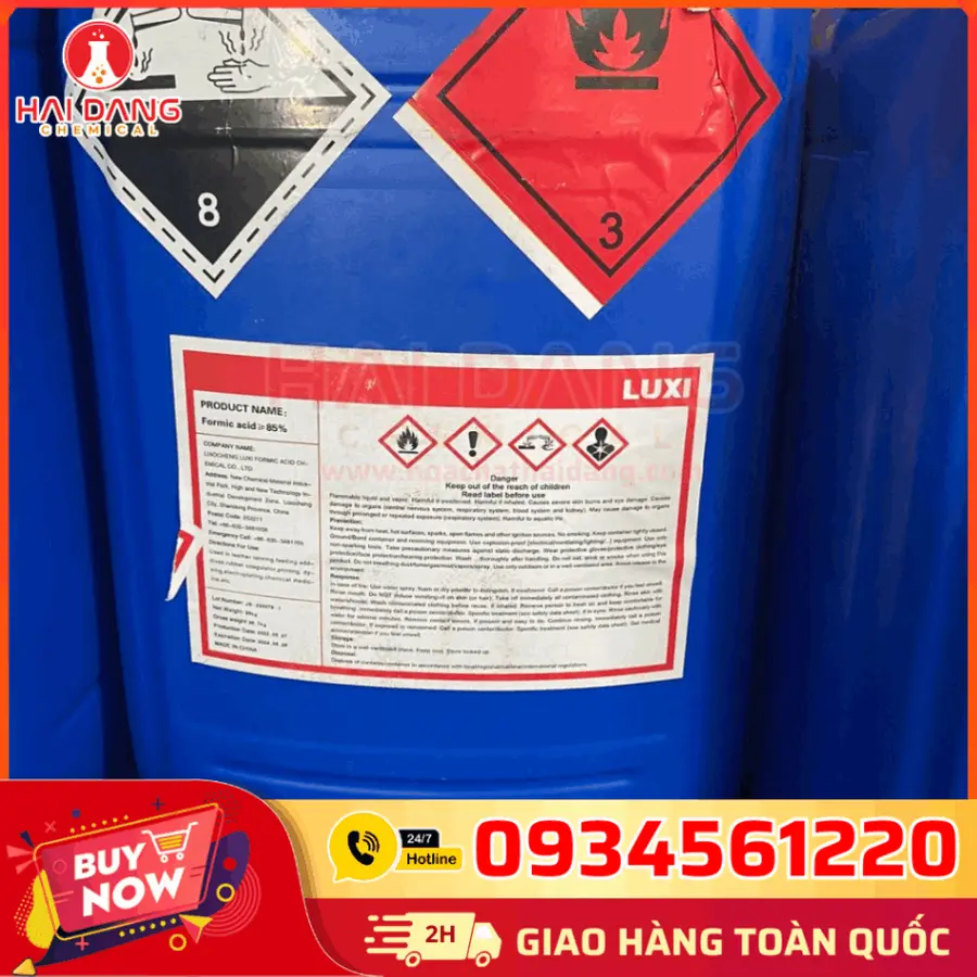 Axit Fomic HCOOH 25kg/can Trung Quốc
