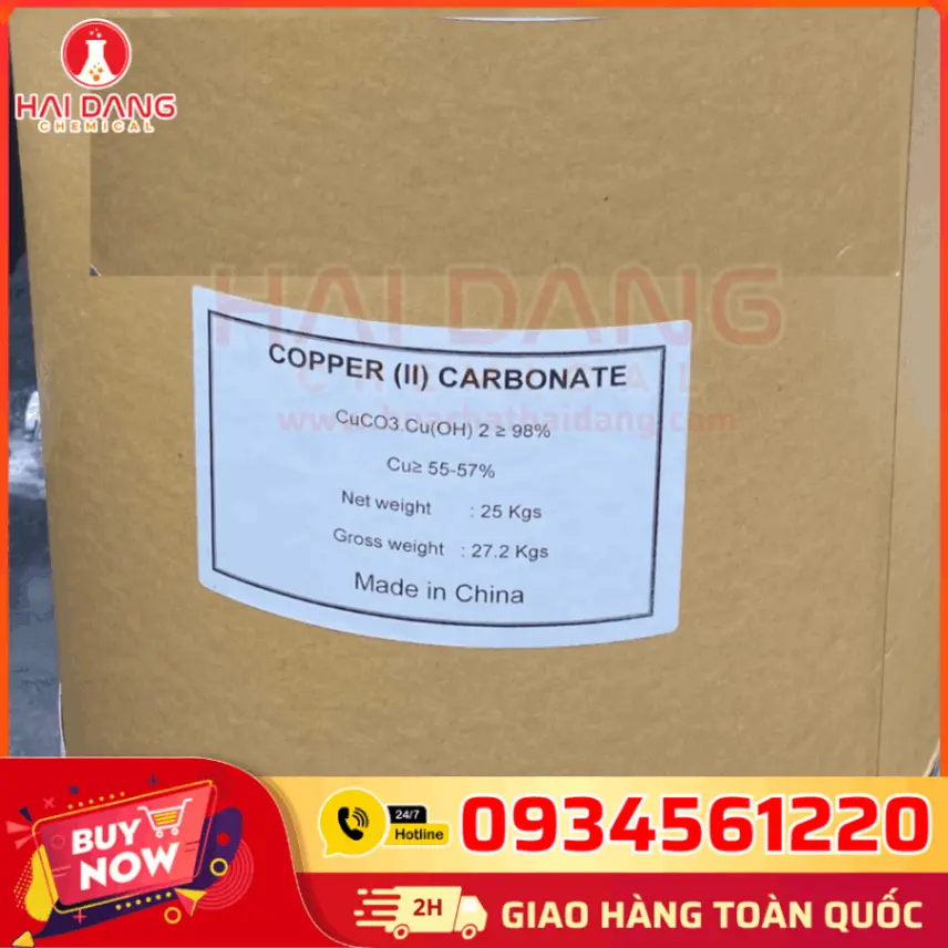 Đồng Cacbonat CuCO₃ 95% Trung Quốc 25kg Thùng