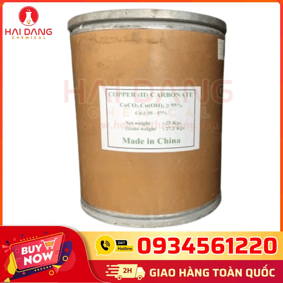 Đồng Cacbonat CuCO₃ 95% Trung Quốc 25kg Thùng