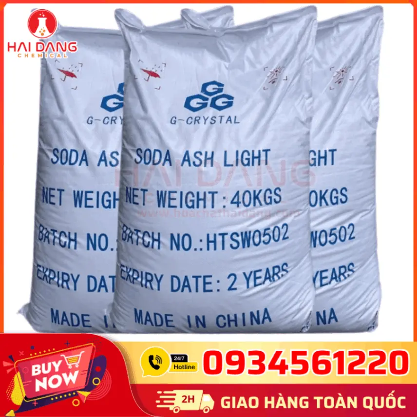 Soda Ash Light 3G 99% Na2CO3 Trung Quốc 40kg/bao