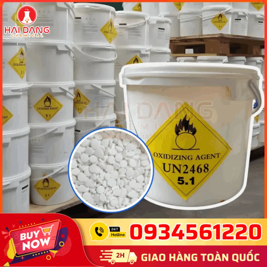 Trichloroisocyanuric Acid (TCCA Viên 2g) | Trung Quốc | C₃Cl₃N₃O₃ | 90%