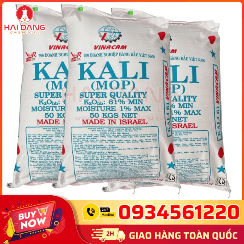 Kali Clorua KCl 99% Israel 50kg/Bao – Bổ Sung Khoáng Kali, Ổn Định Môi Trường