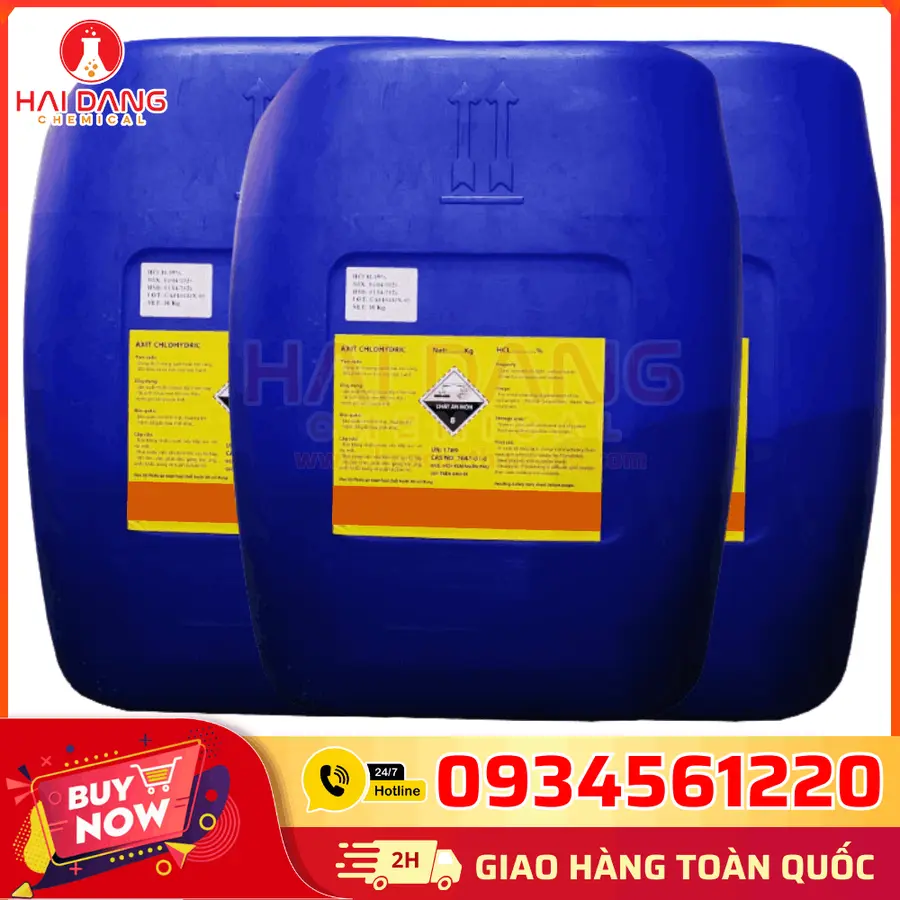 Axit Clohydric HCl 35% – Điều Chỉnh pH Nước Ao, Làm Sạch Thiết Bị Thủy Sản