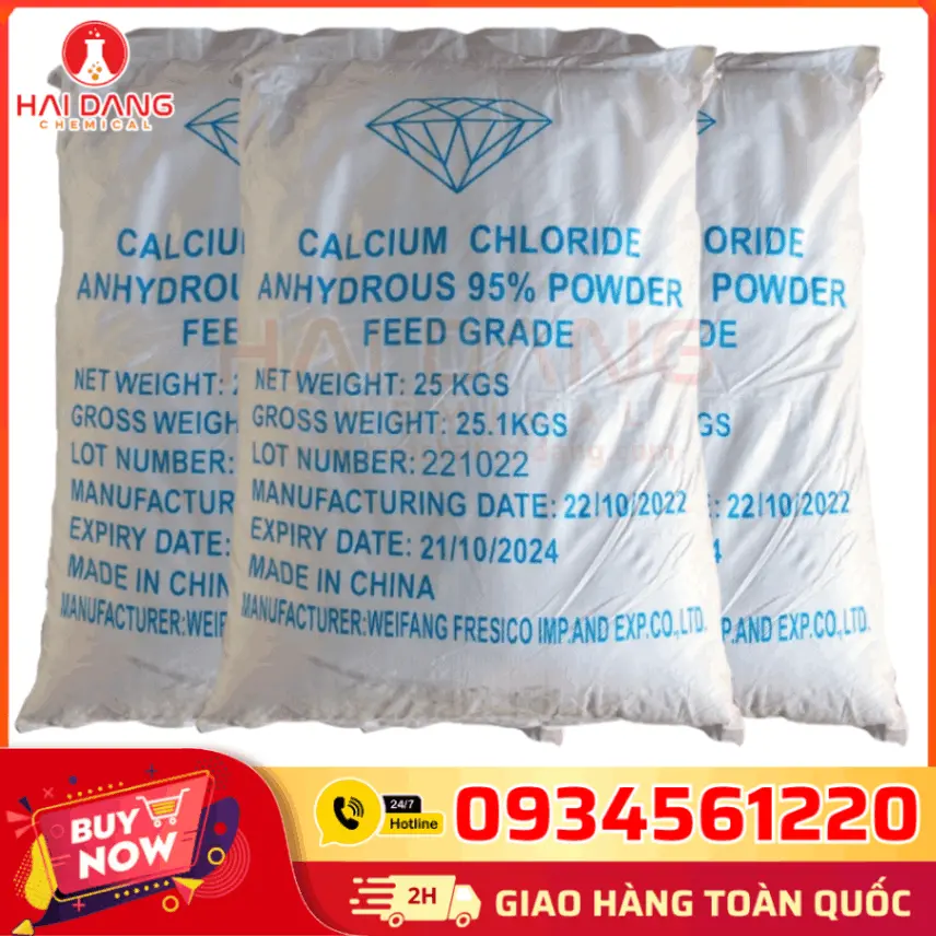 Canxi Clorua CaCl₂ 95% Trung Quốc 25kg/bao