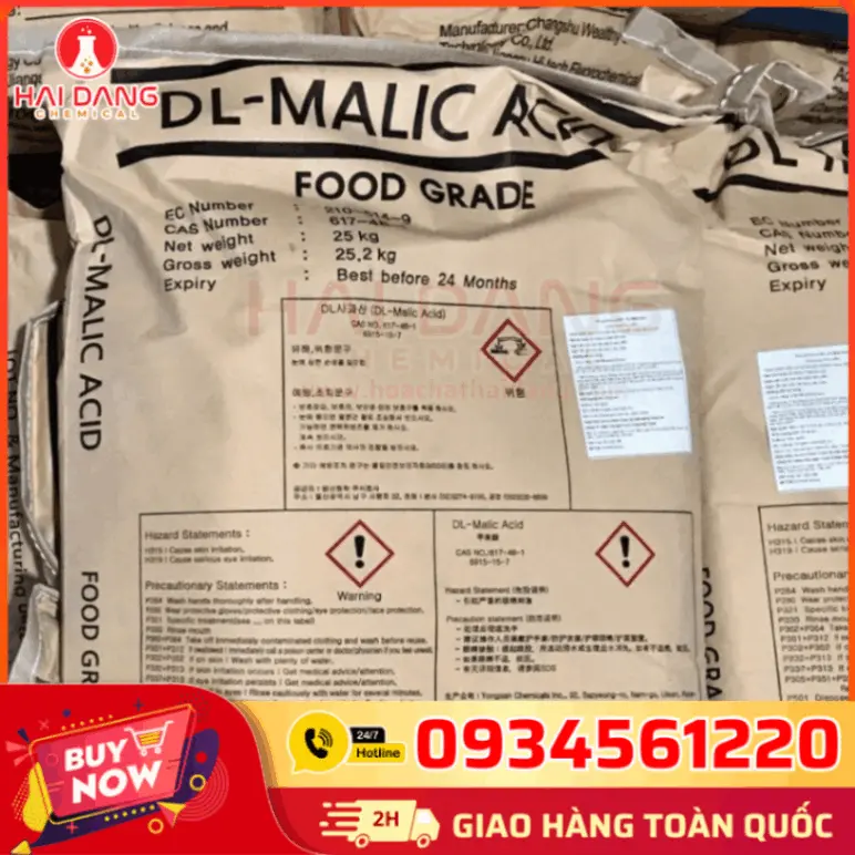 Acid Malic C4H6O5 Hàn Quốc 25kg/bao