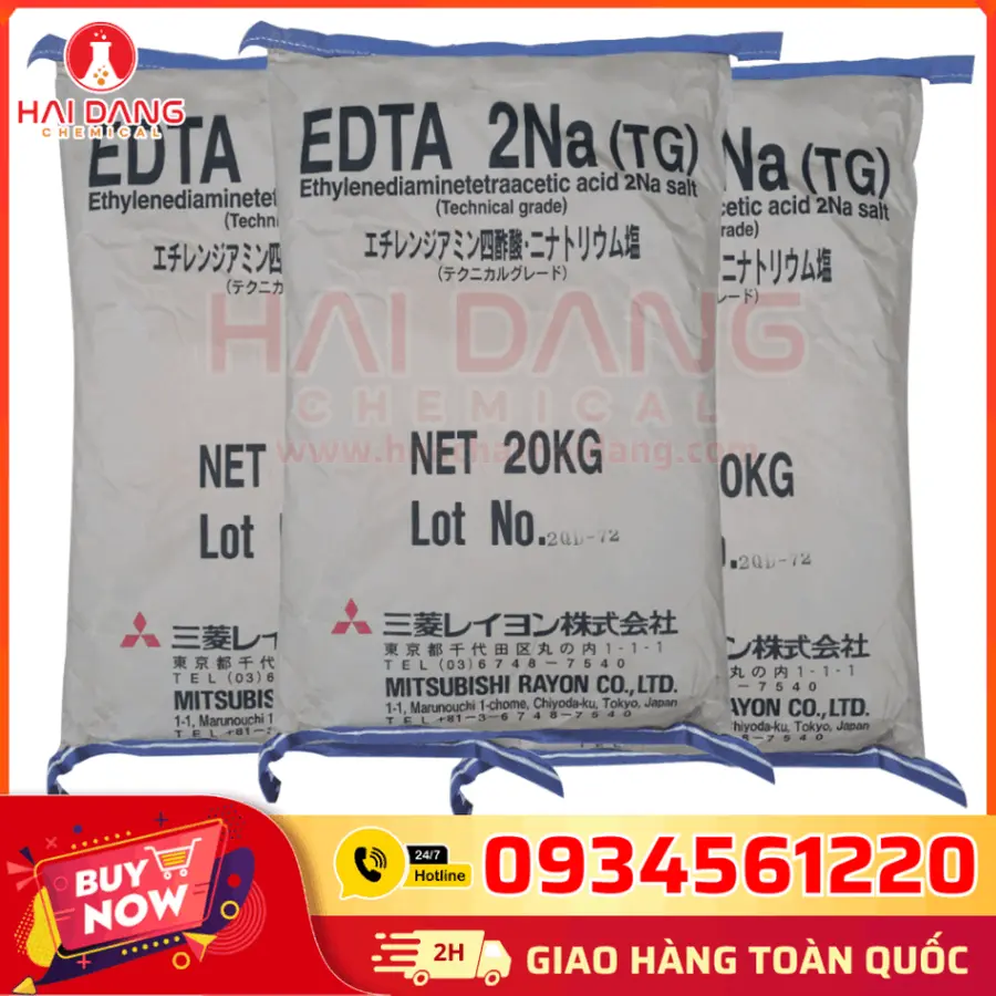 EDTA 2NA C₁₀H₁₄N₂Na₂O₈ Nhật Bản 20kg Bao
