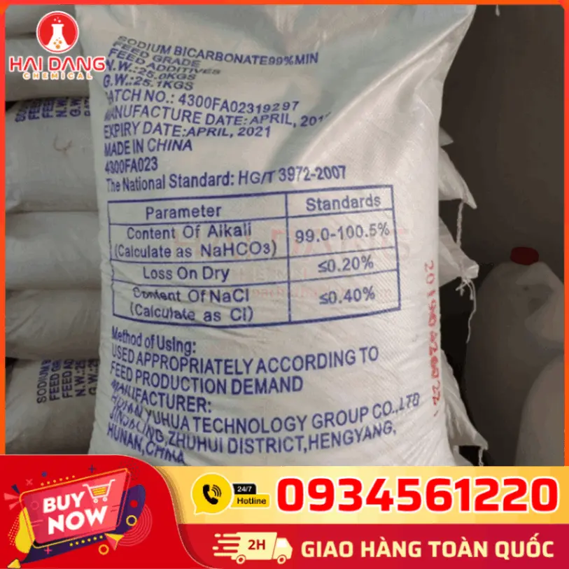Natri Bicarbonat (Baking Soda) | NaHCO₃ | 99% | Trung Quốc | 25kg/bao