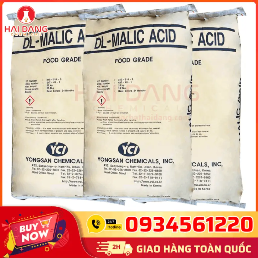 Acid Malic C4H6O5 Hàn Quốc 25kg/bao