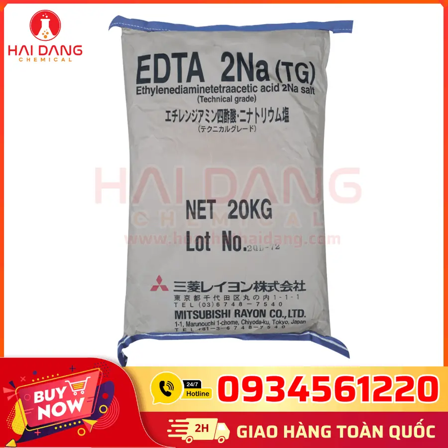 EDTA 2NA C₁₀H₁₄N₂Na₂O₈ Nhật Bản 20kg Bao