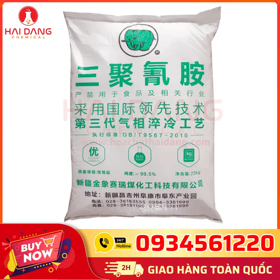 Melamine C₃H₆N₆ 99.8% Trung Quốc 25kg/bao