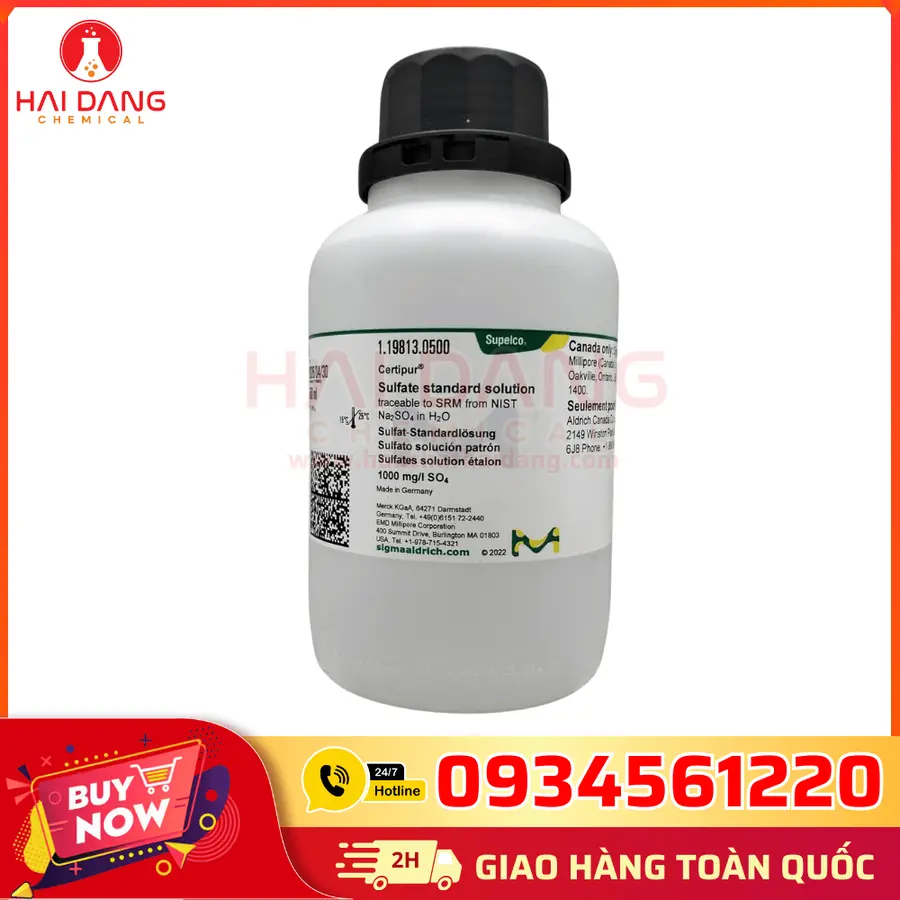 Dung Dịch Chuẩn Sulfate SO₄ 1000mg/L Lọ 500ml – Merck