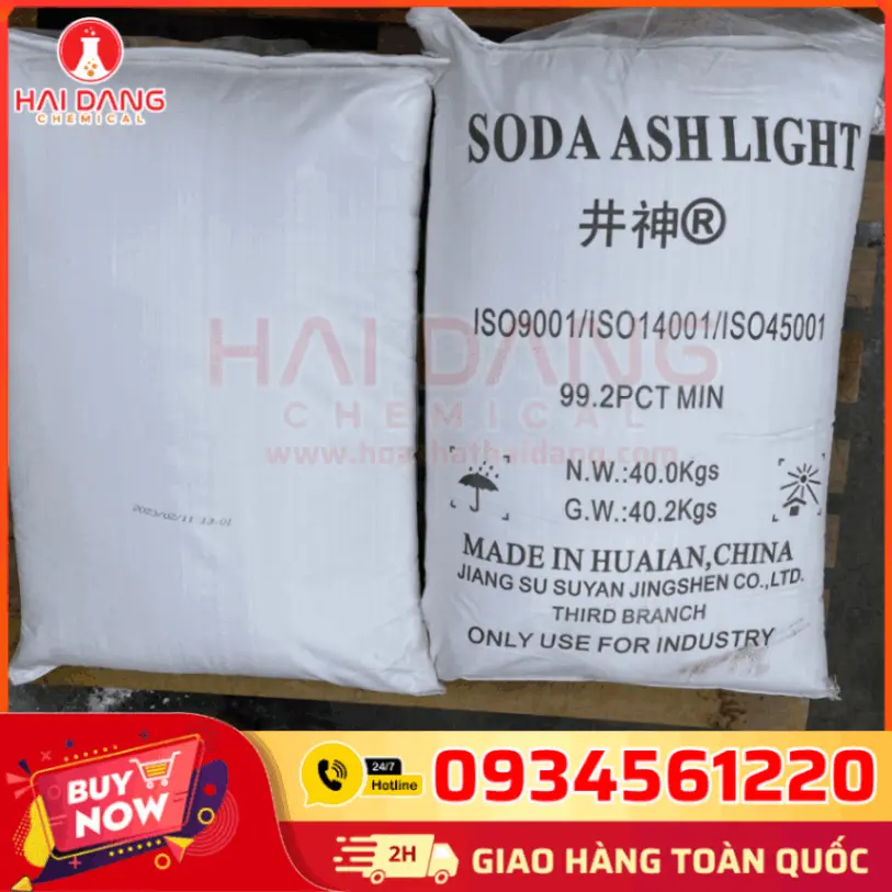Natri Cacbonat (Soda Ash Light Huaian) | Na₂CO₃ | 99.2% | 40kg/bao | Trung Quốc 