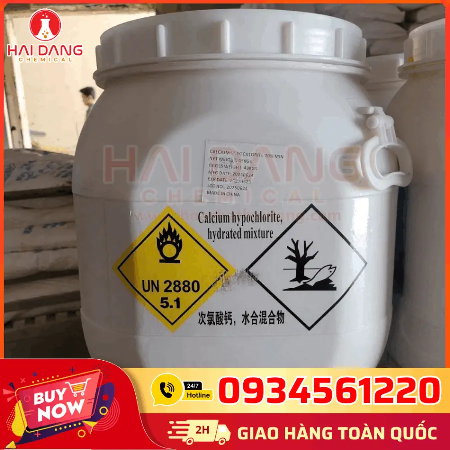 TCCA (Trichloroisocyanuric Acid) C₃Cl₃N₃O₃ 90% Viên 200g Trung Quốc 50kg/thùng