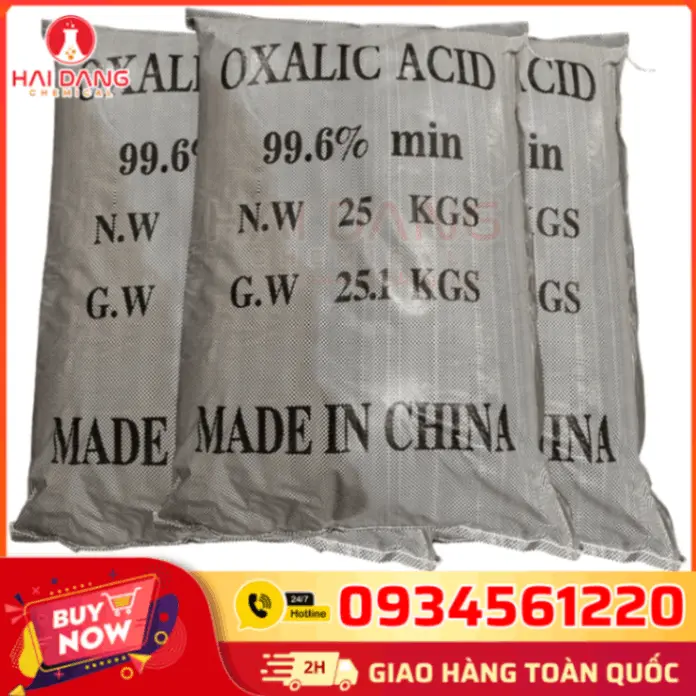Acid Oxalic – C2H2O4 – 99% – 25kg – Trung Quốc – Hóa Chất Làm Sạch Đáy Ao, Khử Cặn Vôi Hóa