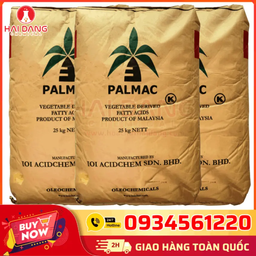 Acid Stearic Palmac CH3(CH2)16COOH Malaysia 25kg/bao