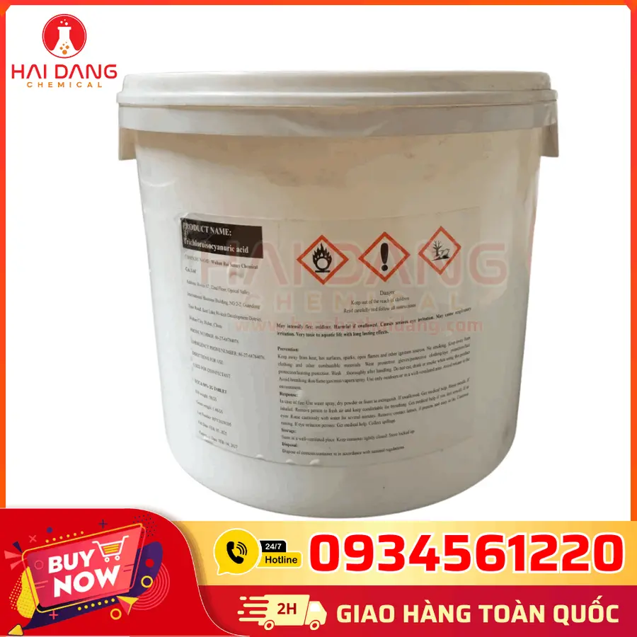 Trichloroisocyanuric Acid (TCCA Viên 2g) | Trung Quốc | C₃Cl₃N₃O₃ | 90%