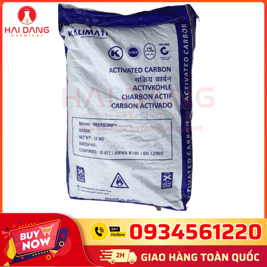 Carbon Hoạt Tính (Than Hoạt Tính) | C | I-ốt 900-1100 | Ấn Độ | 25kg/bao