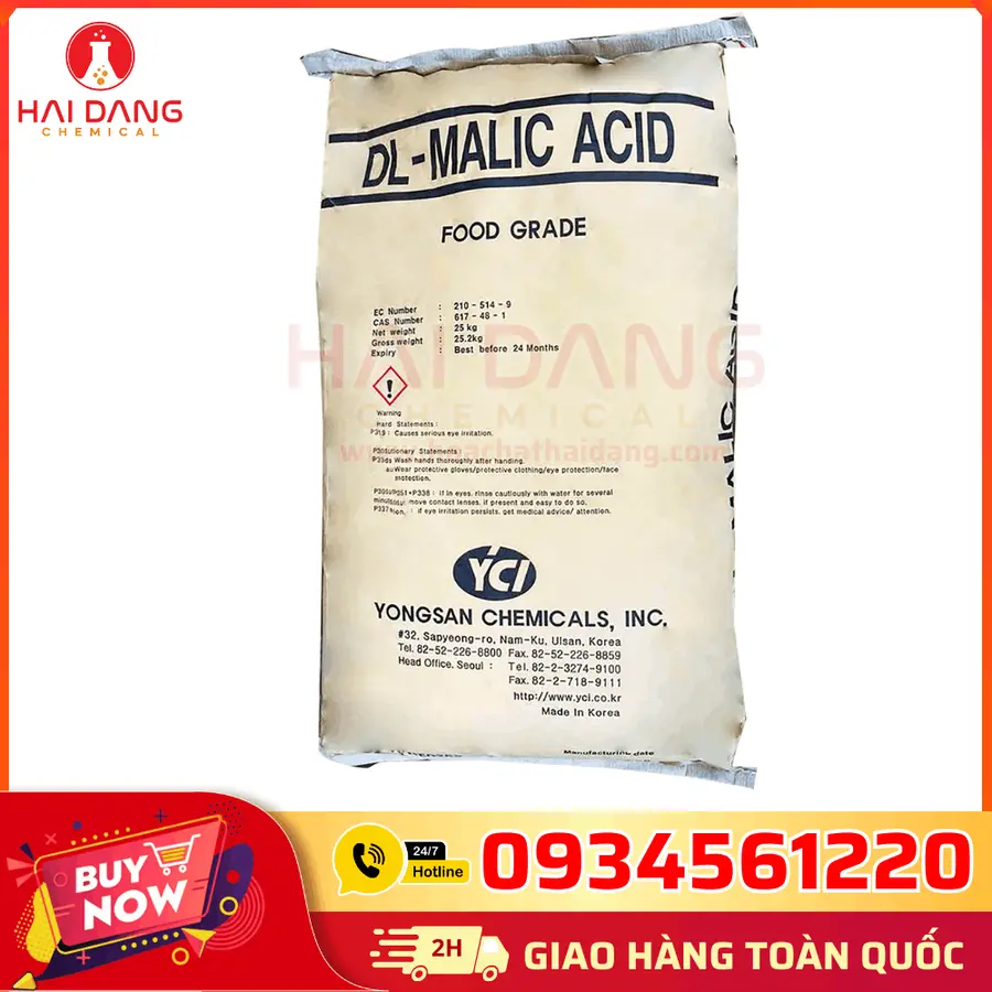 Acid Malic C4H6O5 Hàn Quốc 25kg/bao