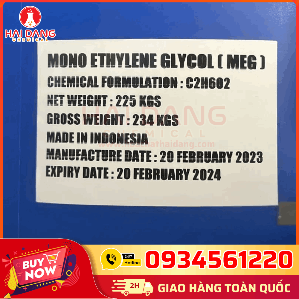 Dung Môi Ethylene Glycol EG – Hóa Chất Công Nghiệp Cho Sơn, Keo, Nhựa, Cao Su, Mực In
