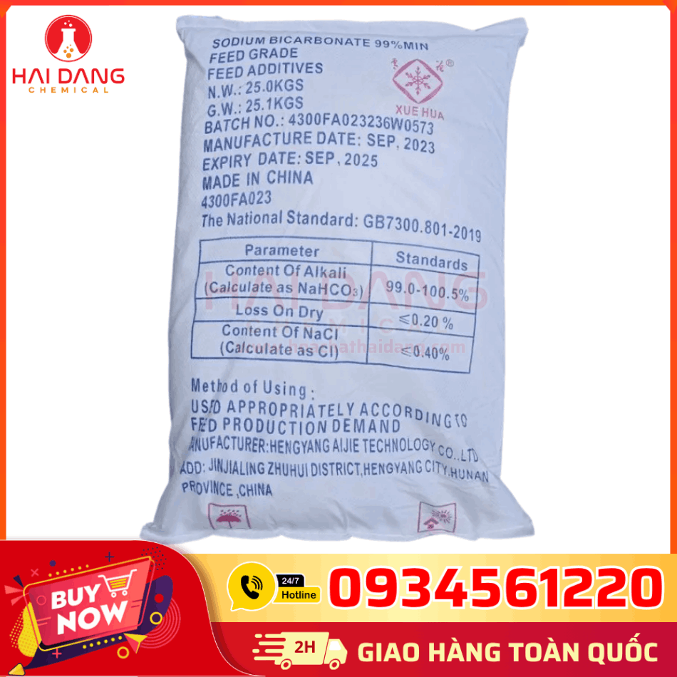 Natri Bicarbonat Baking Soda NaHCO3 99% Trung Quốc – Bao 25kg, Hóa Chất Thực Phẩm Và Dược Phẩm Chính Hãng