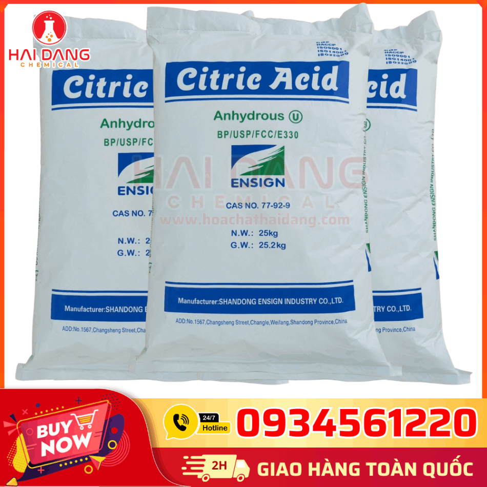 Bao Acid Citric Anhydrous 25kg China – Phụ Gia Thực Phẩm