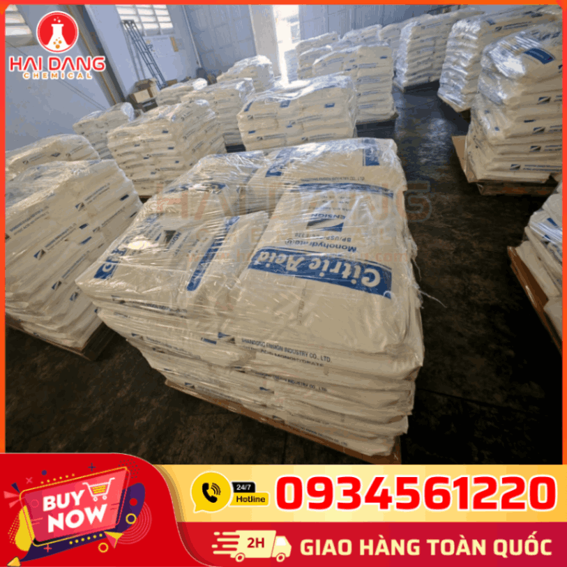 Kho Hàng Acid Citric Anhydrous Trung Quốc 25kg – Hóa Chất Hải Đăng Cung Cấp
