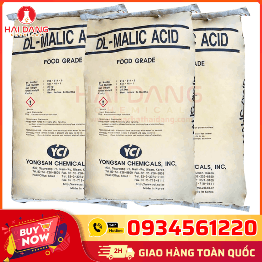 Bao Acid Malic 25kg Korea – Phụ Gia Tạo Chua Thực Phẩm