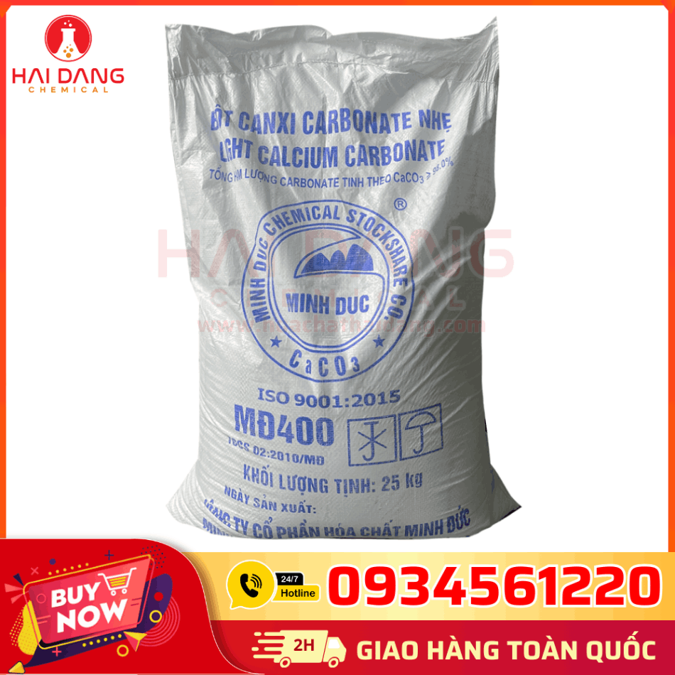 Calcium Carbonate CaCO₃ 95% Việt Nam 25kg/bao – Hóa Chất Hải Đăng