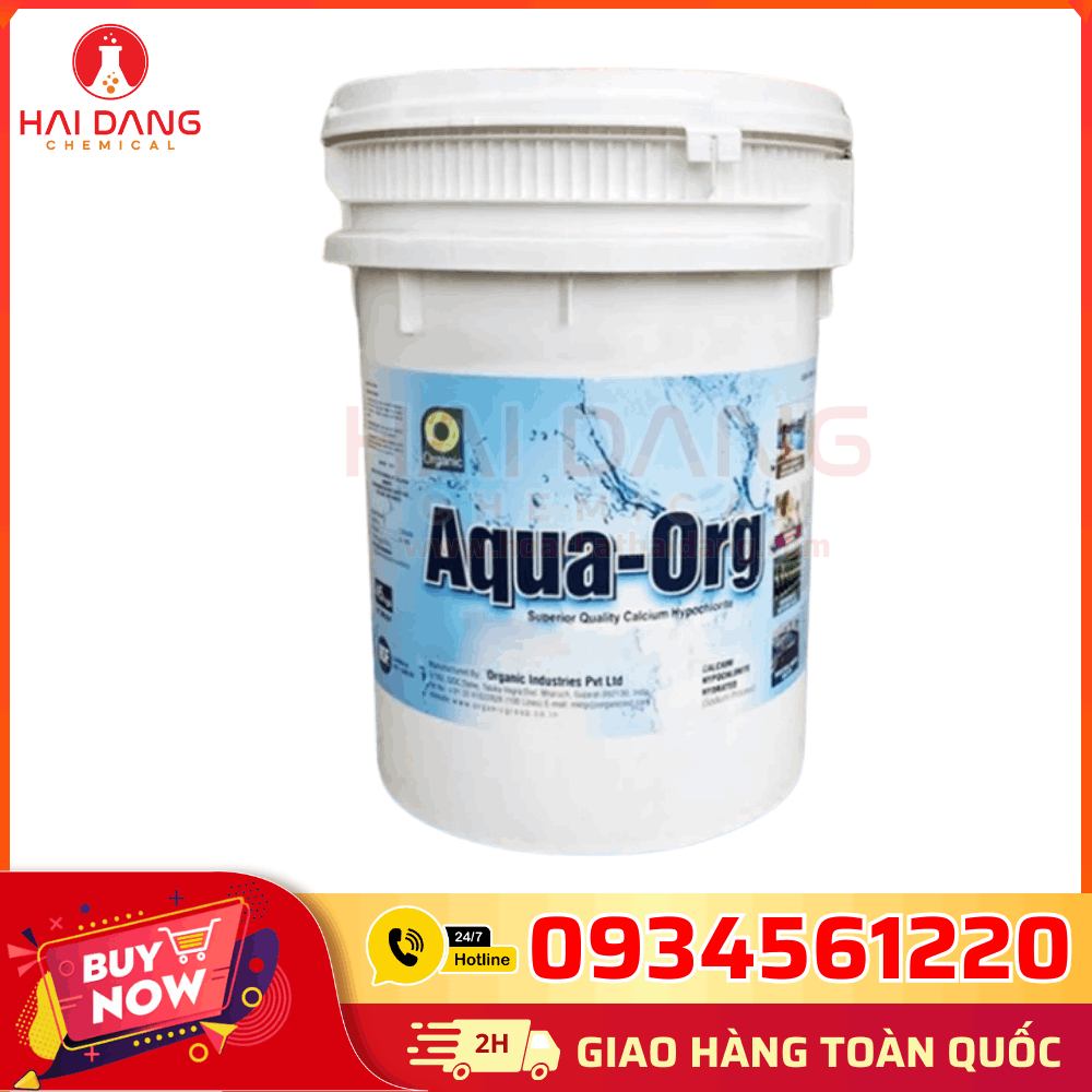 Chlorine Aqua Org Ca(ClO)₂ 70% Ấn Độ Thùng 45kg – Hóa Chất Hải Đăng