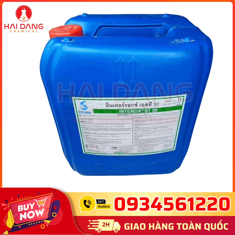 Oxy Già Hydrogen Peroxide H2O2 50% Thái Lan – Can 35kg, Hóa Chất Tẩy Rửa Và Khử Trùng Chính Hãng