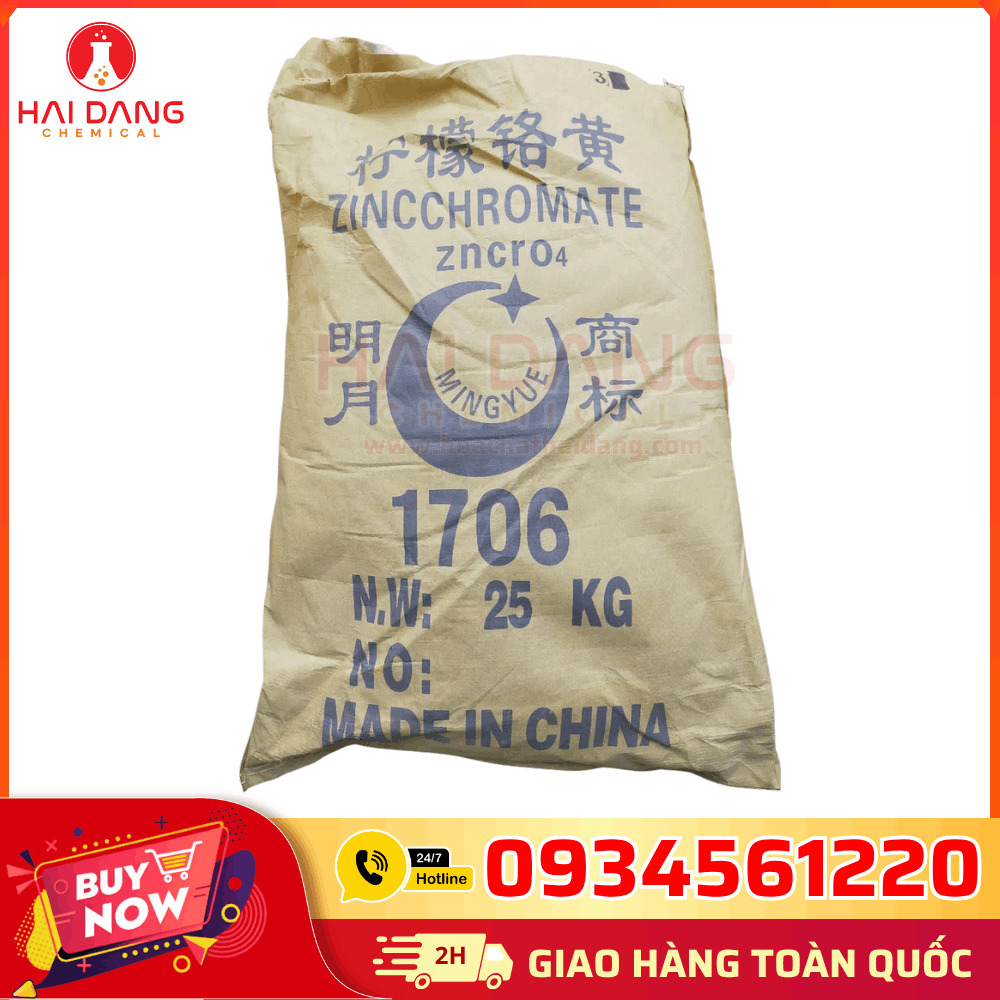 Kẽm Cromat ZnCrO₄ Trung Quốc 25kg/bao – Hóa Chất Công Nghiệp Sơn Chống Gỉ, Xi Mạ