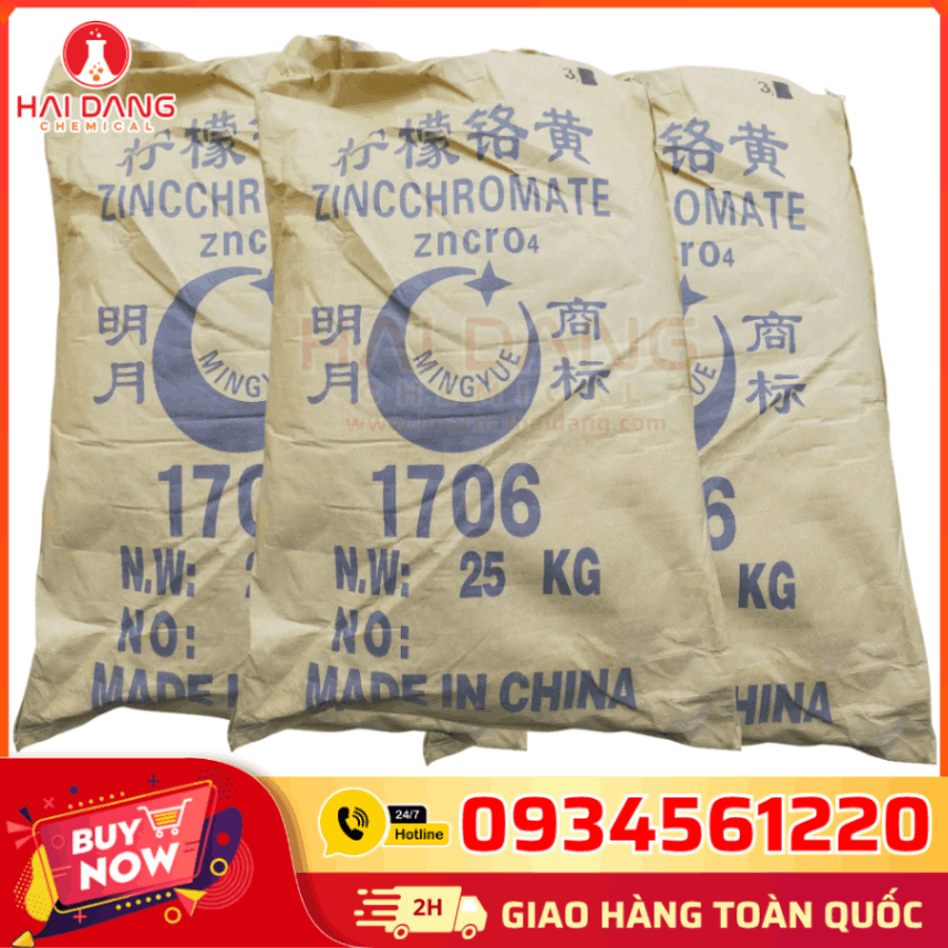 Bao 25kg Kẽm Cromat ZnCrO₄ – Hóa Chất Công Nghiệp Nhựa, Gốm Sứ, Chất Ức Chế Ăn Mòn