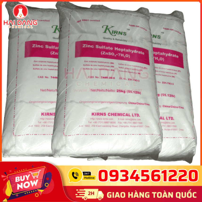 Bao 25kg Zinc Sulphate ZnSO₄ – Hóa Chất Công Nghiệp Dệt Nhuộm, Xử Lý Nước, Công Nghiệp