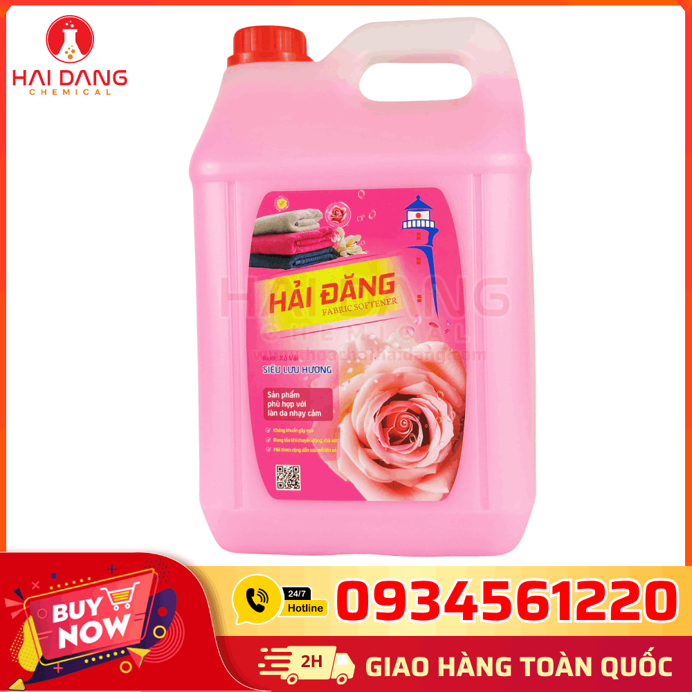 Nước Xả Vải Hải Đăng Hương Hoa Hồng – Can 10 Lít, Chất Giặt Là Cho Nhà Hàng Khách Sạn