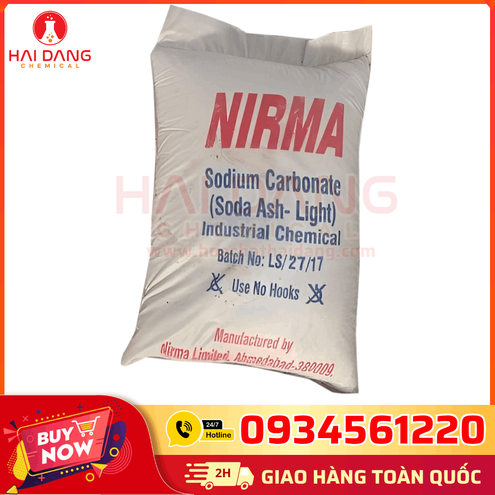 Soda Ash Light Nirma Na₂CO₃ 99% Ấn Độ – Bao 50kg, Hóa Chất Tẩy Rửa Công Nghiệp