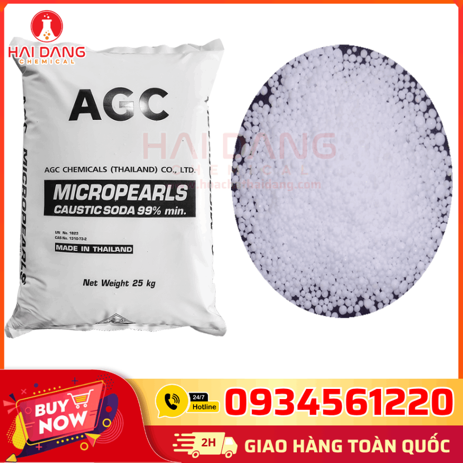 Xút Vảy Sodium Hydroxide NaOH 99% Thái Lan – Bao 25kg, Hóa Chất Tẩy Rửa Công Nghiệp