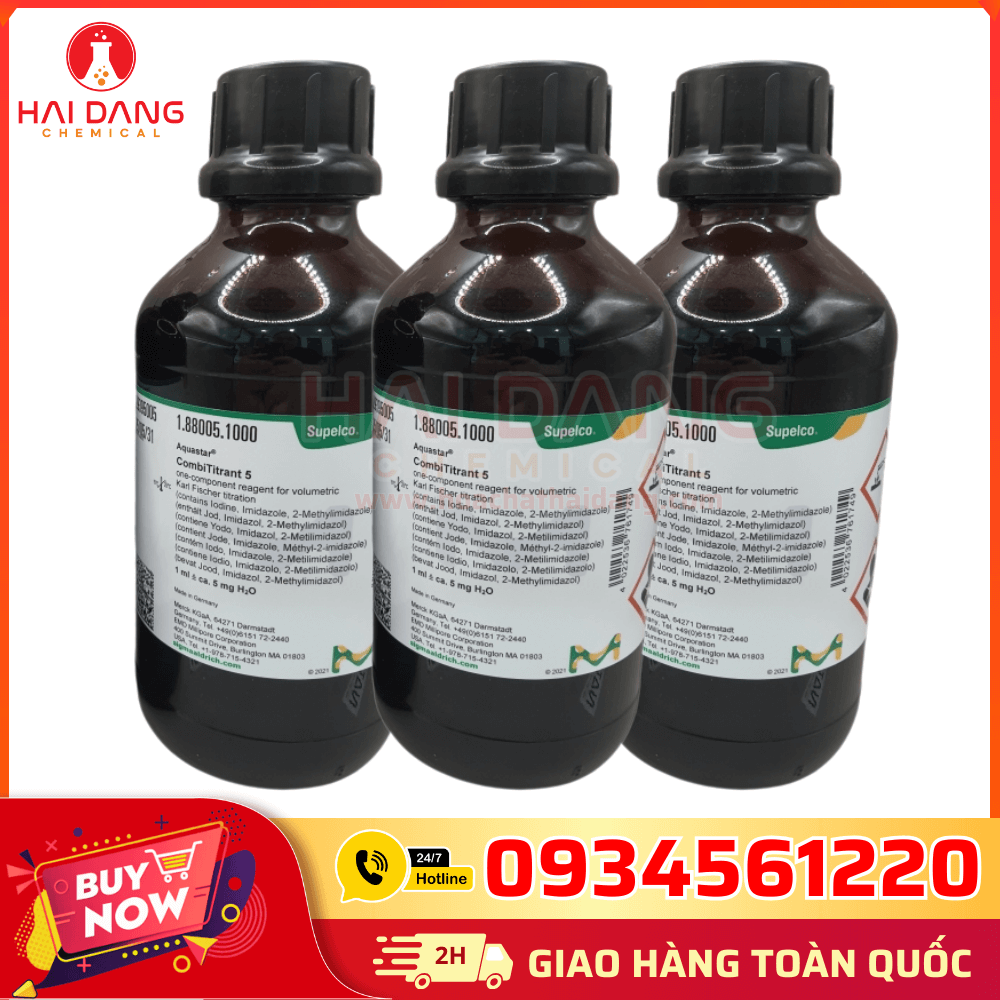 Dung dịch chuẩn axit HCl Merck phục vụ chuẩn độ trong phòng thí nghiệm.