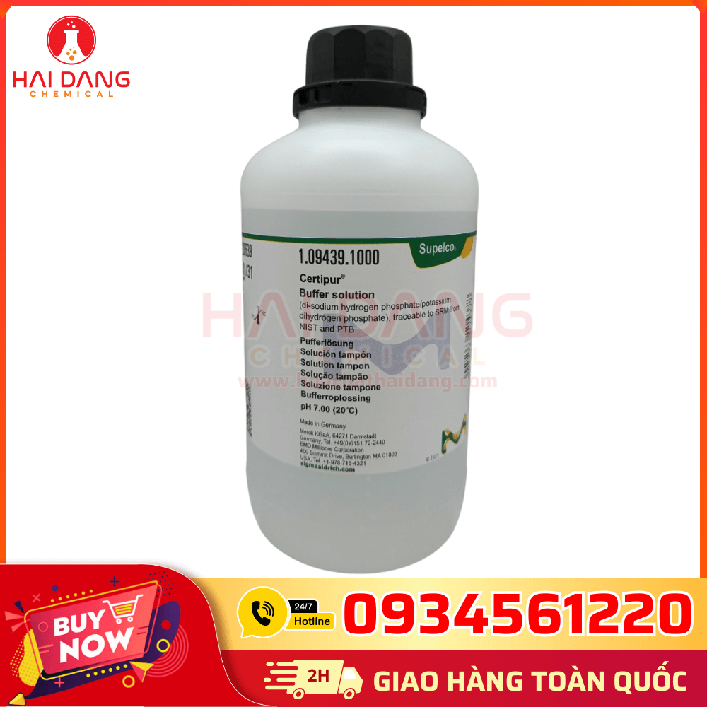 Dung dịch chuẩn pH 7 Merck 1L dùng hiệu chuẩn thiết bị đo.