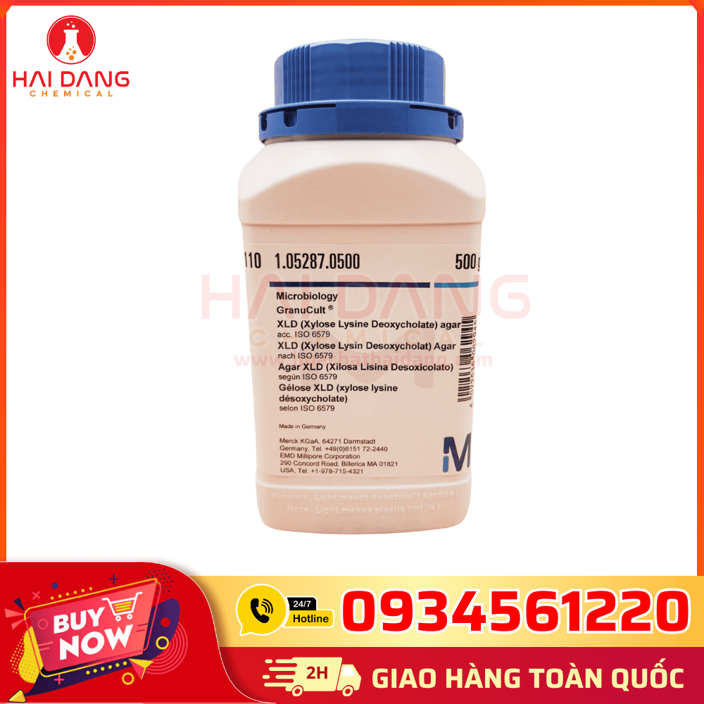 XLD Agar Đức Merck lọ 500g – Môi trường chọn lọc phân lập Salmonella, Shigella – Chuẩn phòng thí nghiệm vi sinh.