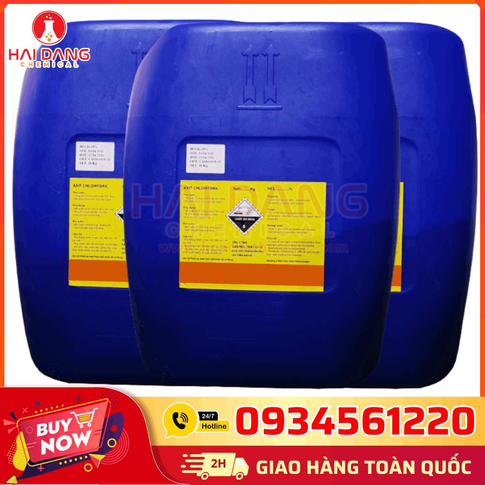 HCl 35% – Axit Clohydric Công Nghiệp, Dạng Lỏng, Ổn Định pH Nước Ao Nuôi, Làm Sạch Thiết Bị Và Hệ Thống Đường Ống.