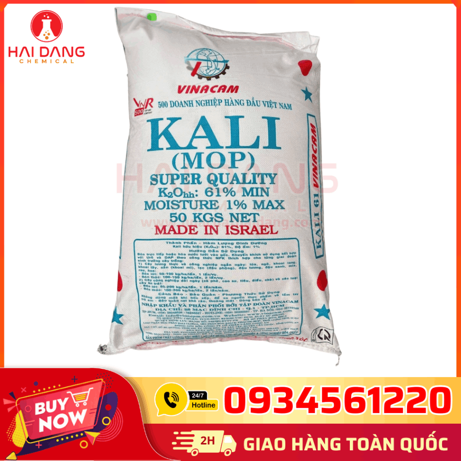 Kali Clorua KCl 99% 50kg Israel – Khoáng Bổ Sung Kali, Ổn Định Môi Trường Nước, Tăng Sức Đề Kháng Cho Thủy Sản.