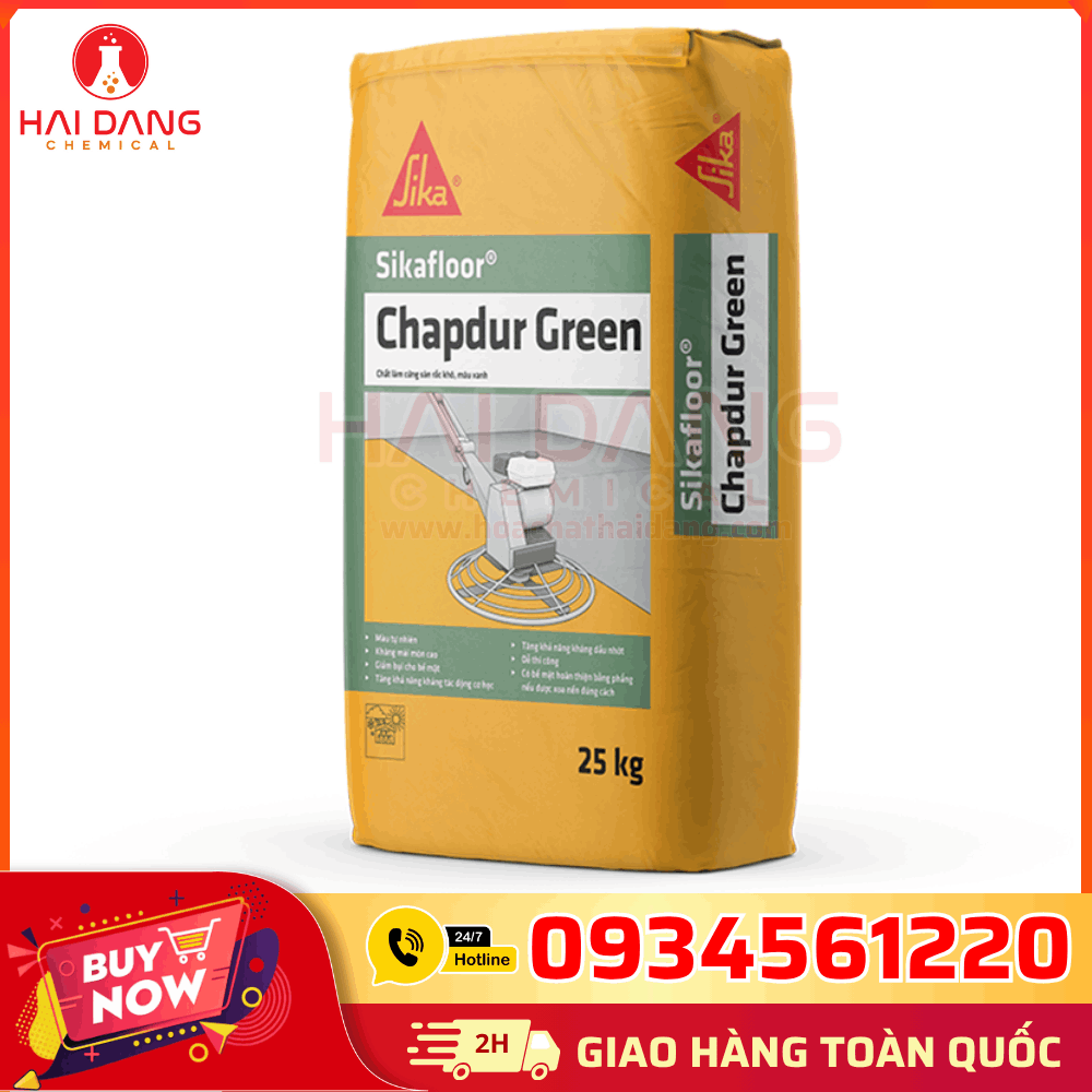 Sikafloor Chapdur Green – Phụ Gia Chống Thấm Và Tăng Cứng Sàn Màu Xanh, Chống Mài Mòn, Chống Bụi Hiệu Quả Cho Sàn Bê Tông