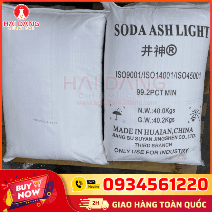 Soda Ash Light Jingshen 99.2% Trung Quốc – Dạng Bột Trắng, Dễ Tan, Ứng Dụng Trong Sản Xuất Giấy, Thủy Tinh Và Dệt Nhuộm